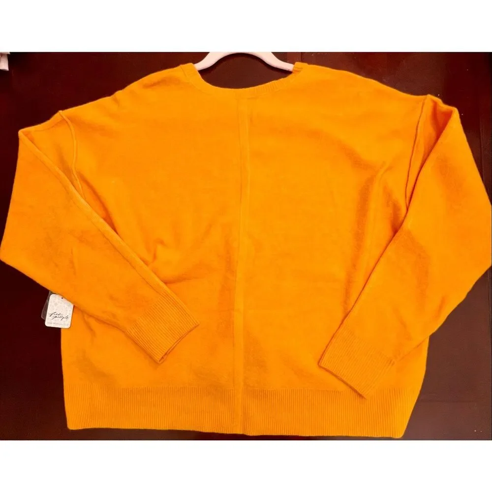 Free People Luna Pullover oversized sweater, Bright Marigold, NWT - Picture 2 of 7